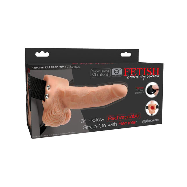 Fetish Fantasy Series 6 Inch Hollow Rechargeable Strap-on With Remote - Flesh PD3395-21