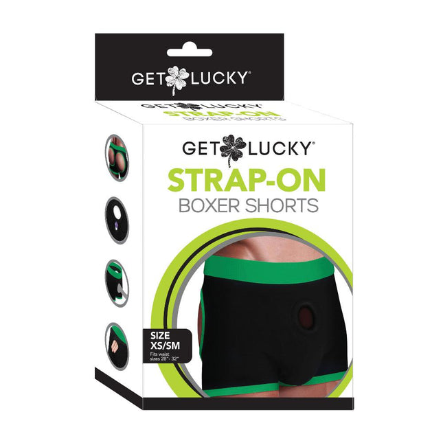 Get Lucky Strap on Boxer Shorts - Xsmall-Small - Green/black - BESOLLO