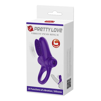 Pretty Love Vibrating Cock Ring II - Purple - BESOLLO