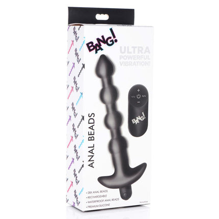 Bang - Vibrating Silicone Anal Beads and Remote Black - BESOLLO