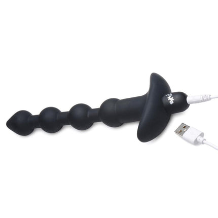 Bang - Vibrating Silicone Anal Beads and Remote Black - BESOLLO