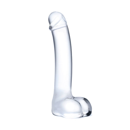 7 Inch Realistic Curved Glass G-Spot Dildo - Clear GLAS-153