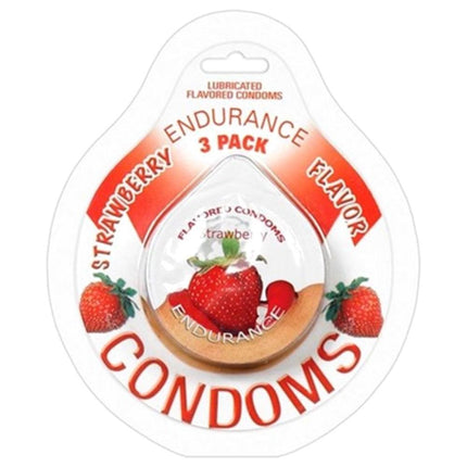 Endurance Condoms - Strawberry - 3 Pack HTP2087