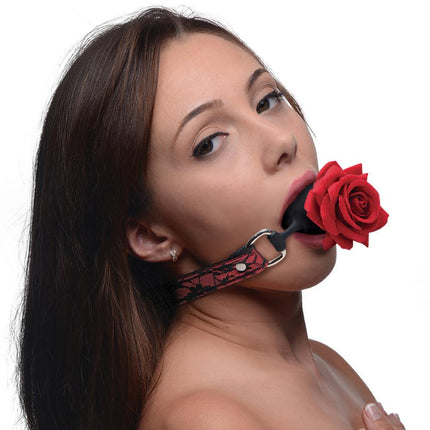 Full Bloom Silicone Ball Gag With Rose - BESOLLO
