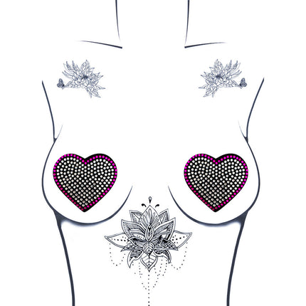 Heart 'N Soul Nipztix de silicona reutilizable con forma de corazón de cristal iridiscente rosa y transparente