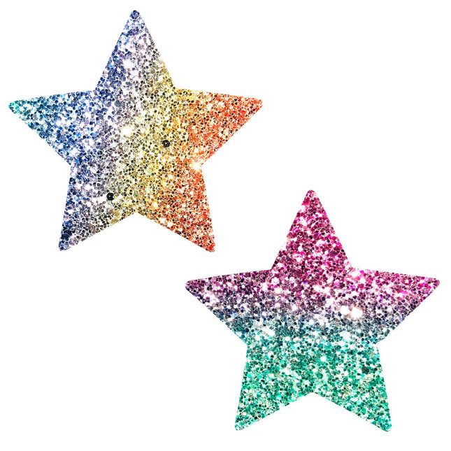Super Sparkle Rock Kandi Chunky Rainbow Glitter  Starry Nights Nipztix Pasties NN-SSR-STR-NS