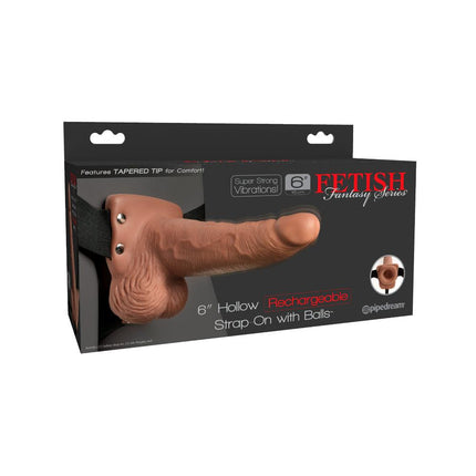 Fetish Fantasy Series 6 Inch Hollow Rechargeable Strap-on With Balls - Tan PD3395-22