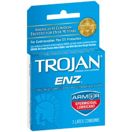 Trojan Enz Armor Spermicidal Lubricated Condoms - 3 Pack - BESOLLO